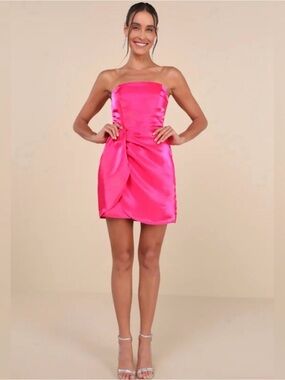 NWT Lulus Strapless Hot Pink Mini Dress Size Small